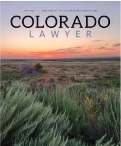 Mark’s Photo Selected For Cover of The Colorado Lawyer Magazine