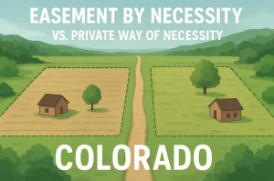 Colorado property access dispute illustration showing easement by necessity and private way of necessity